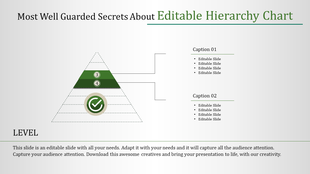 Green triangular hierarchy chart featuring two levels, connected to descriptive captions on the right side.