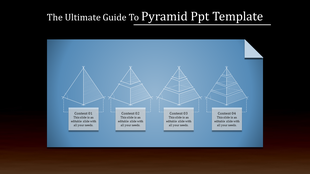 Slide with four sketched pyramid diagrams, each connected to a content box with placeholder text areas.