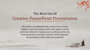 Minimalist slide with red text, on a pale background, and an artistic corner illustration of a person with a boat.
