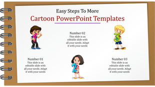 Cartoon slide with images of three children holding numbers 1, 2, and 3, with placeholder text areas.
