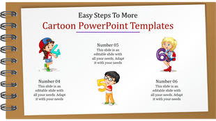 Cartoon slide with children holding numbers 4, 5, and 6, with placeholder text areas beneath each number.