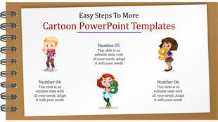 Cartoon PowerPoint slide with kids holding numbers 7, 8, and 9, with placeholder text.
