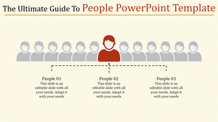 PowerPoint slide showing a group of people with one highlighted in red, depicting a selection process with placeholder text.