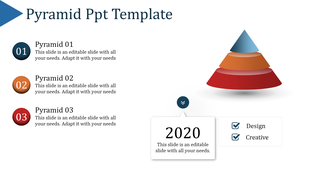 Innovative Pyramid PPT Template with Three Nodes Slide