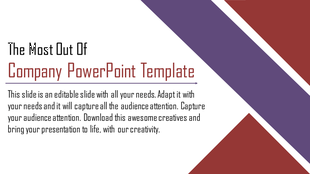 Creative PowerPoint slide with a sleek design, featuring company focused content and vibrant geometric shapes.