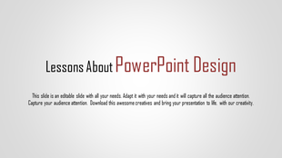 PowerPoint template design featuring a clean white background with a bold title and content area.