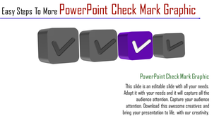 Gray checkmark cubes with one highlighted in purple, showcasing a 3D design on a white background.