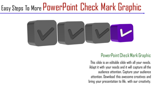 3D checkmark blocks illustrate steps with emphasis on the purple checkmark graphic.