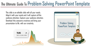 PowerPoint template showcasing a person working on a problem solving task, with a chart and a link icon.