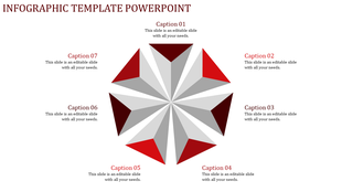 Infographic PPT template with seven segments, each labeled with captions.