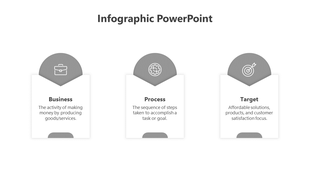 Infographic layout with three segmented boxes containing icons and descriptions in a minimalist design.