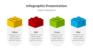 Lego themed infographic with yellow, red, green, and blue blocks and labeled descriptions surrounded with caption areas.