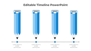 Timeline illustration with four blue pencils marking milestones connected to a horizontal line.
