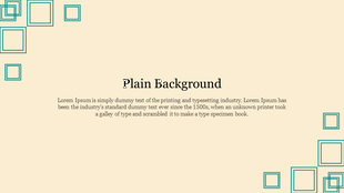 Slide featuring a plain background design, with decorative square borders and placeholder text for content.
