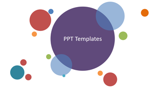 Template cover with a large central purple circle labeled 'PPT Templates' surrounded by colorful overlapping circles.