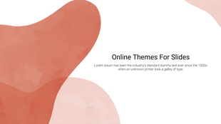 Abstract online slide design with overlapping shaped themes on a white background, with placeholder text on the right side.
