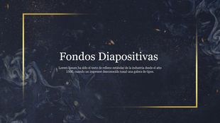 Stylish Fondos Diapositivas with a golden frame and deep blue, abstract design.
