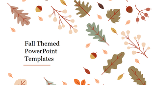 Fall-themed template with autumn leaves and acorns scattered across the slide with title text.