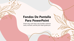 Fondos De Pantalla Para Power Point with pastel pink-gray shapes, golden leaves, and centered text holder.