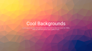 Abstract low poly gradient background transitioning from yellow to blue with centered white text overlay.