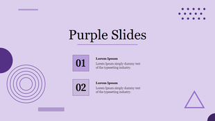 Purple template with modern design accents, featuring numbered placeholders text areas and decorations for content.