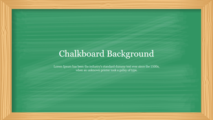 Chalkboard background slide with a wooden border, displaying placeholder text in the center.