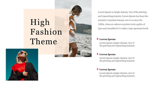 Fashion themed layout with two model images on the left and text content on the right side, featuring a beige overlay.