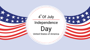 Patriotic design with wavy American flags on the background, with a central circle of Independence day message.