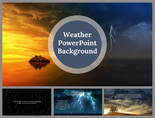 A collection of colorful background slides showcasing different weather phenomena with text descriptions.