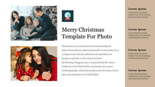 Christmas scene with a family reading a book and a mother and daughter in red sweaters sharing a moment in the bottom photo.