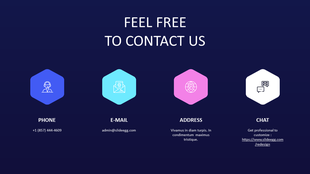 Contact options with icons for phone, email, address, and chat, plus a link for customization services.