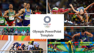 Olympic slide with images of athletes competing in various sports at the tokyo 2021 olympics.