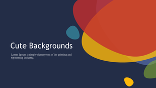 Abstract background with overlapping shapes in red, yellow, blue, and green, on a dark blue background with caption space.