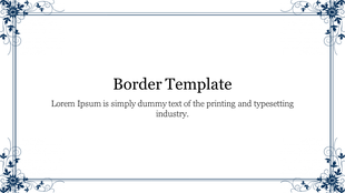 A border template with a dark blue floral design in the corners, framing the central placeholder text.