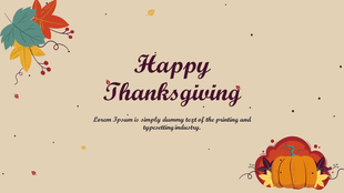 Thanksgiving themed PowerPoint slide featuring a pumpkin and autumn leaves with the text.