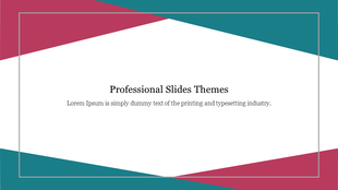 Professional slide theme with a modern geometric design in teal and maroon colors surrounding text in the center.