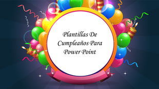 Plantillas de cumpleanos para slide with balloons, streamers, and a cheerful design, framed with a circular space for text.