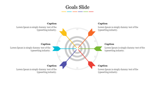 Six arrow goal graphic with red, blue, green, orange, yellow, and purple arrows radiating from a central target icon.