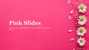 A pink background with four white flowers with a caption area and with a bold title text.