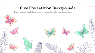 Cute slide with pastel butterflies and soft line foliage on a white background, with centered title and subtitle at the top.