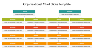 A colorful organizational chart template with multiple caption boxes, structured into different hierarchical levels.