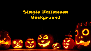 A simple Halloween background PPT slide with glowing carved pumpkins on a black background.