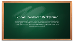 School-themed slide with a green chalkboard background, wooden frame, and a placeholder text.