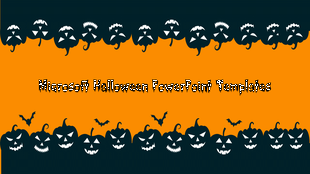 Halloween themed slide with pumpkin faces and bats, framing the title in spooky font, on an orange background.
