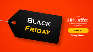 Black Friday sale poster with red dark box, large text in white on a red block, and up to 50% off offer at the bottom.