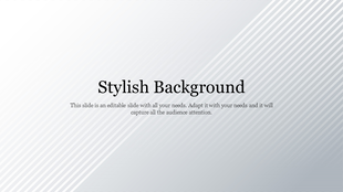 Elegant template with a stylish diagonal stripe pattern in shades of silver and white, with a title and a caption.