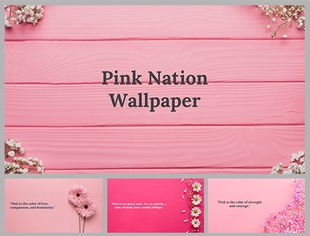 Vibrant slide deck with a soft pink background featuring floral accents, showcasing inspirational quotes about the color.