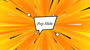 Bold text displayed prominently on a vibrant orange background, creating a strong visual contrast for a pop-style slide.