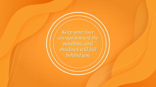 A bright orange design featuring soft wave patterns and an inspirational quote within circular frames.