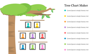 Diagram of a tree with hanging picture frames connected hierarchically, alongside a color-coded key explaining categories.